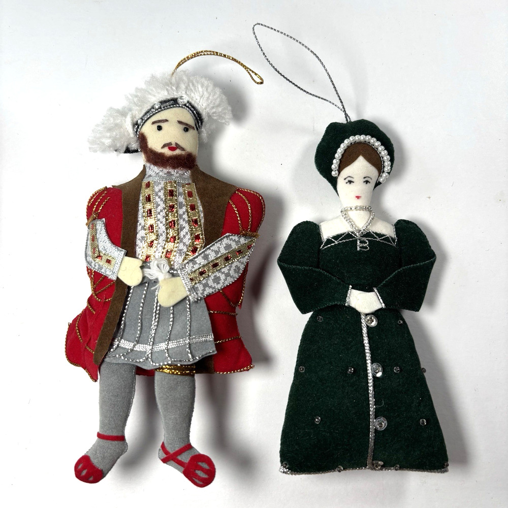 St Nicholas Felted Henry VIII & Anne Boleyn Ornaments Christmas Holiday Tree